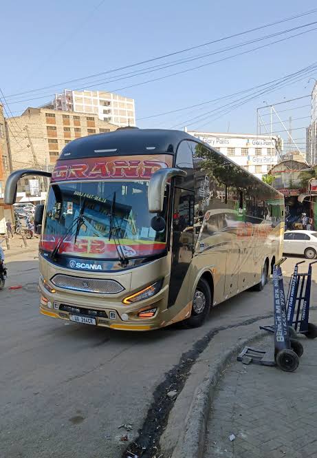Grand Bus coach on the road